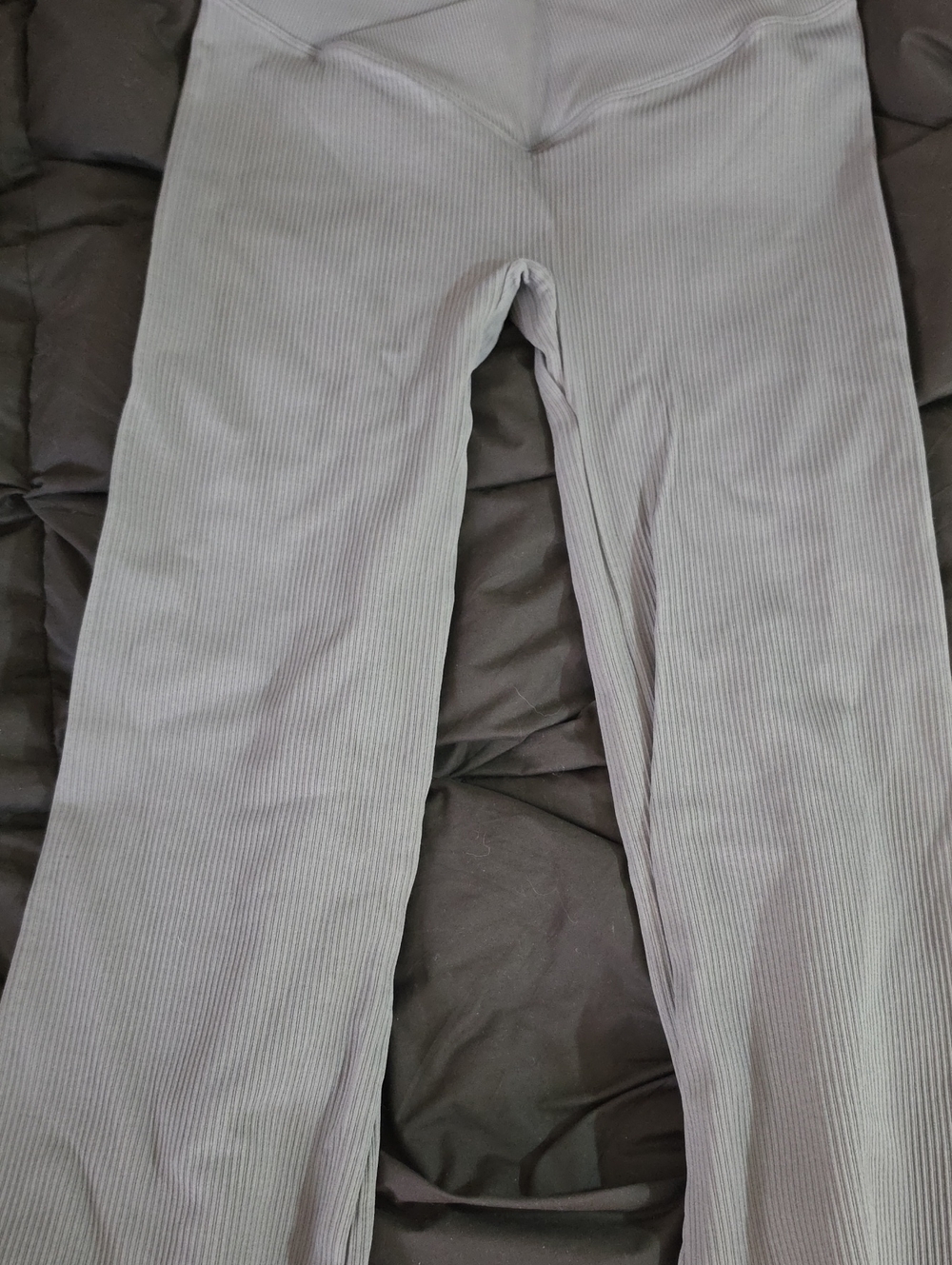 WoMen's OQQ Ribbed Stretch WORKOUT Pants - Med Gray size M Flare Compression.